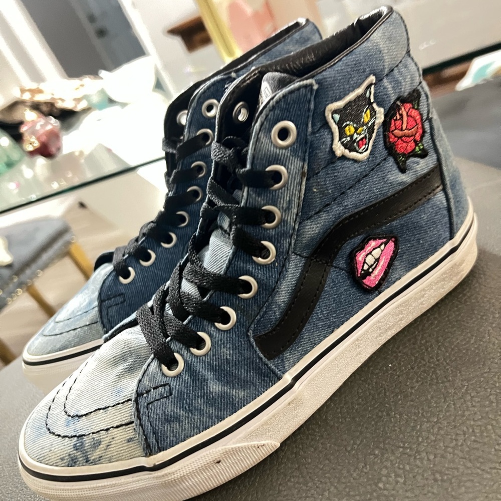 Vans Denim High-Top Sneakers with Patches